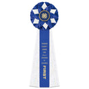 Deluxe Exeter 3 Rosette Award Ribbon, 6" Top