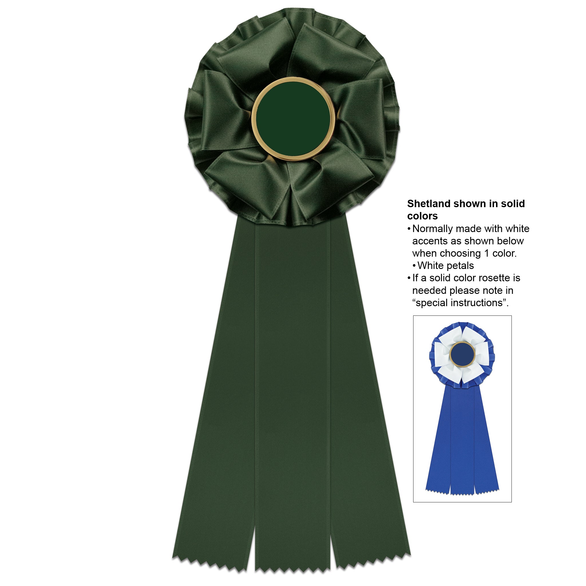 Shetland 3 Rosette Award Ribbon With 3 Streamer Printing, 5-1/2