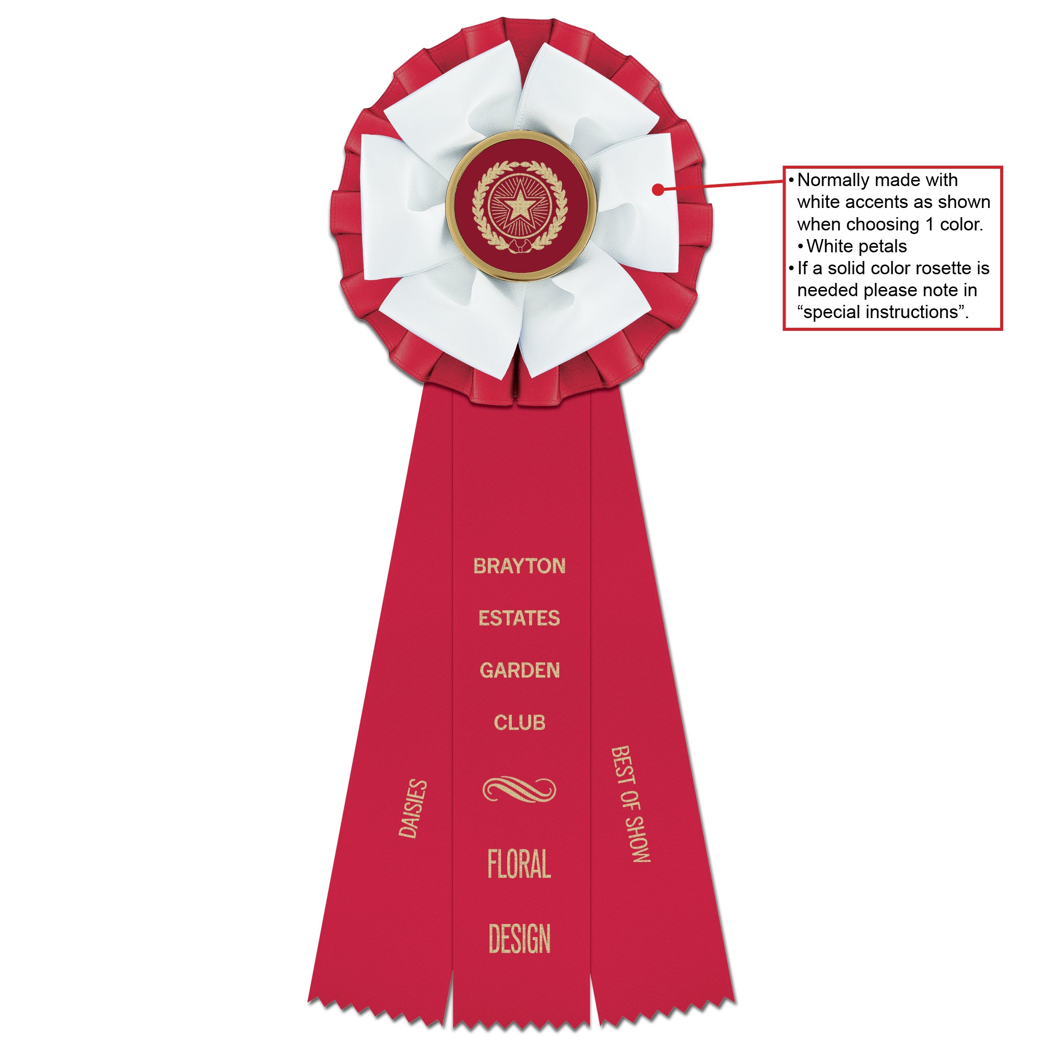 Shetland 3 Rosette Award Ribbon With 3 Streamer Printing, 5-1/2