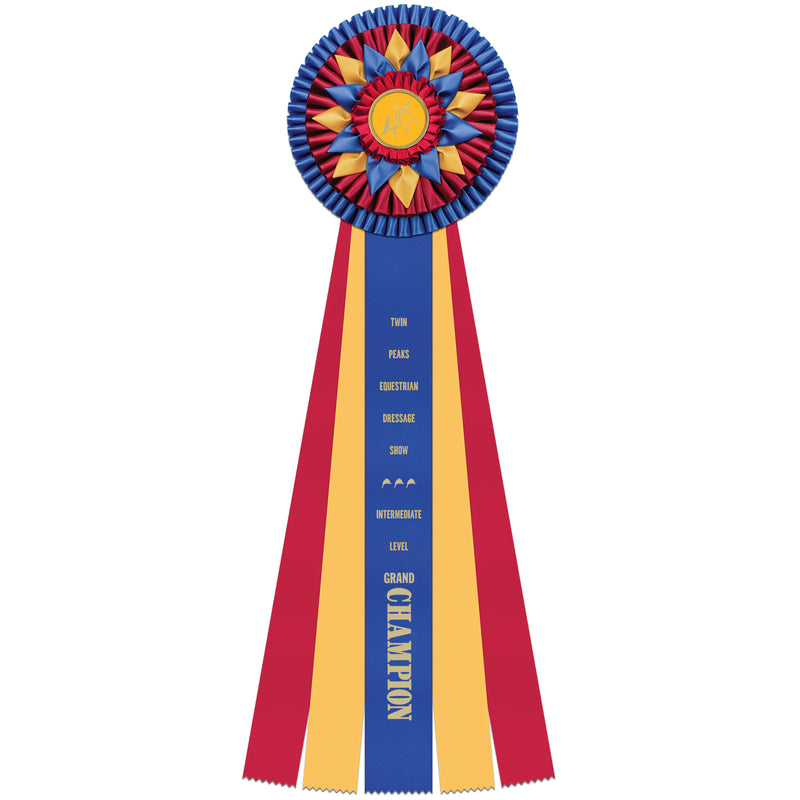 Sutton 5 Rosette Award Ribbon, 8" Top
