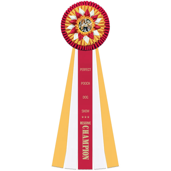 Sutton 5 Rosette Award Ribbon, 8" Top