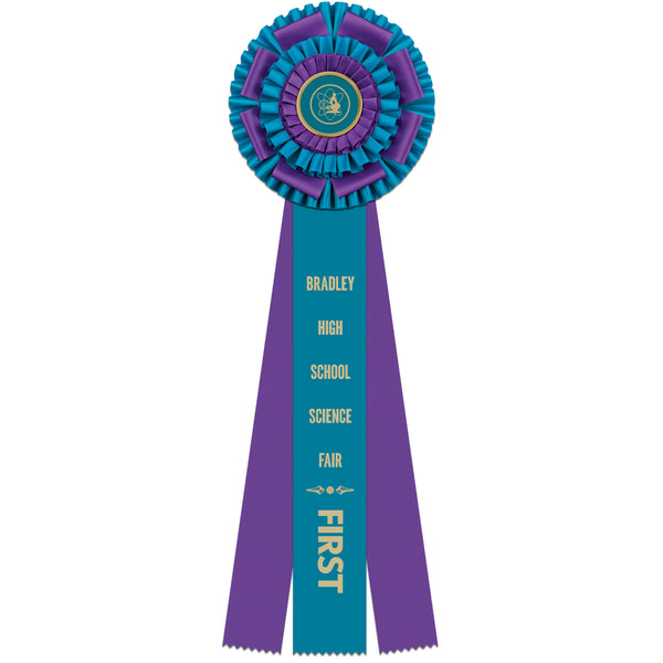 Marlow 3 Rosette Award Ribbon, 6-1/2" Top