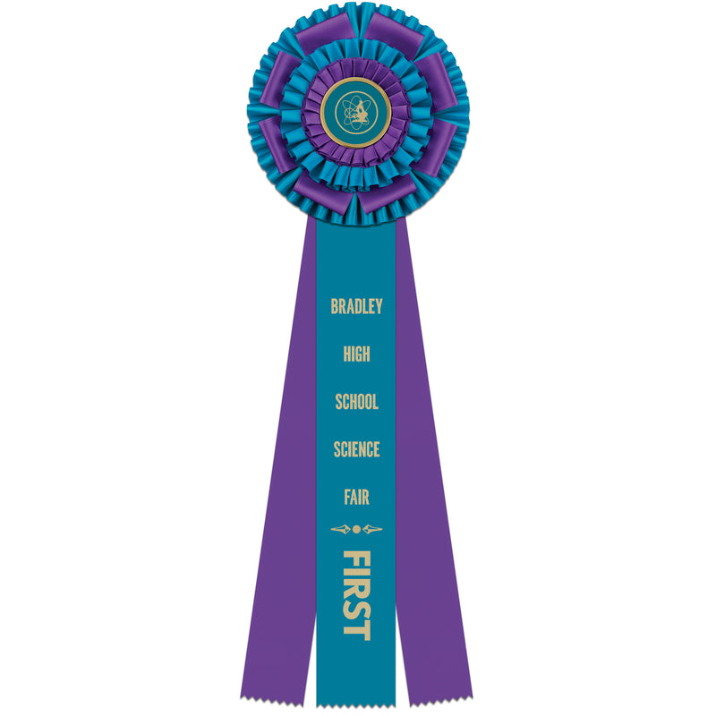 Marlow 3 Rosette Award Ribbon, 6-1/2" Top