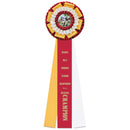 Marlow 3 Rosette Award Ribbon, 6-1/2" Top.