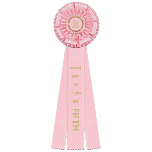 Marlow 3 Rosette Award Ribbon, 6-1/2" Top