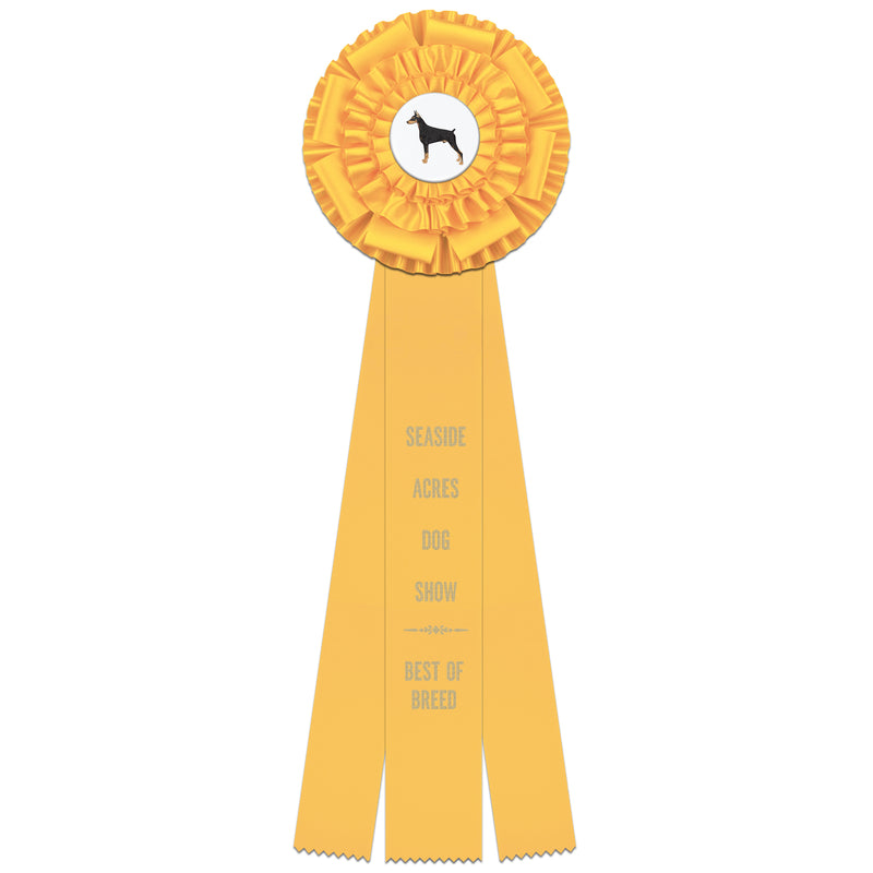Marlow 3 Rosette Award Ribbon, 6-1/2" Top