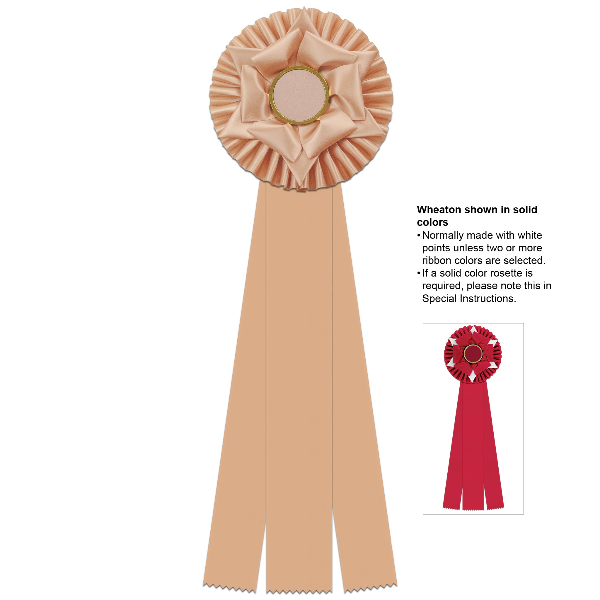 Wheaton 3 Rosette Award Ribbon With 3 Streamer Printing, 6-1/2