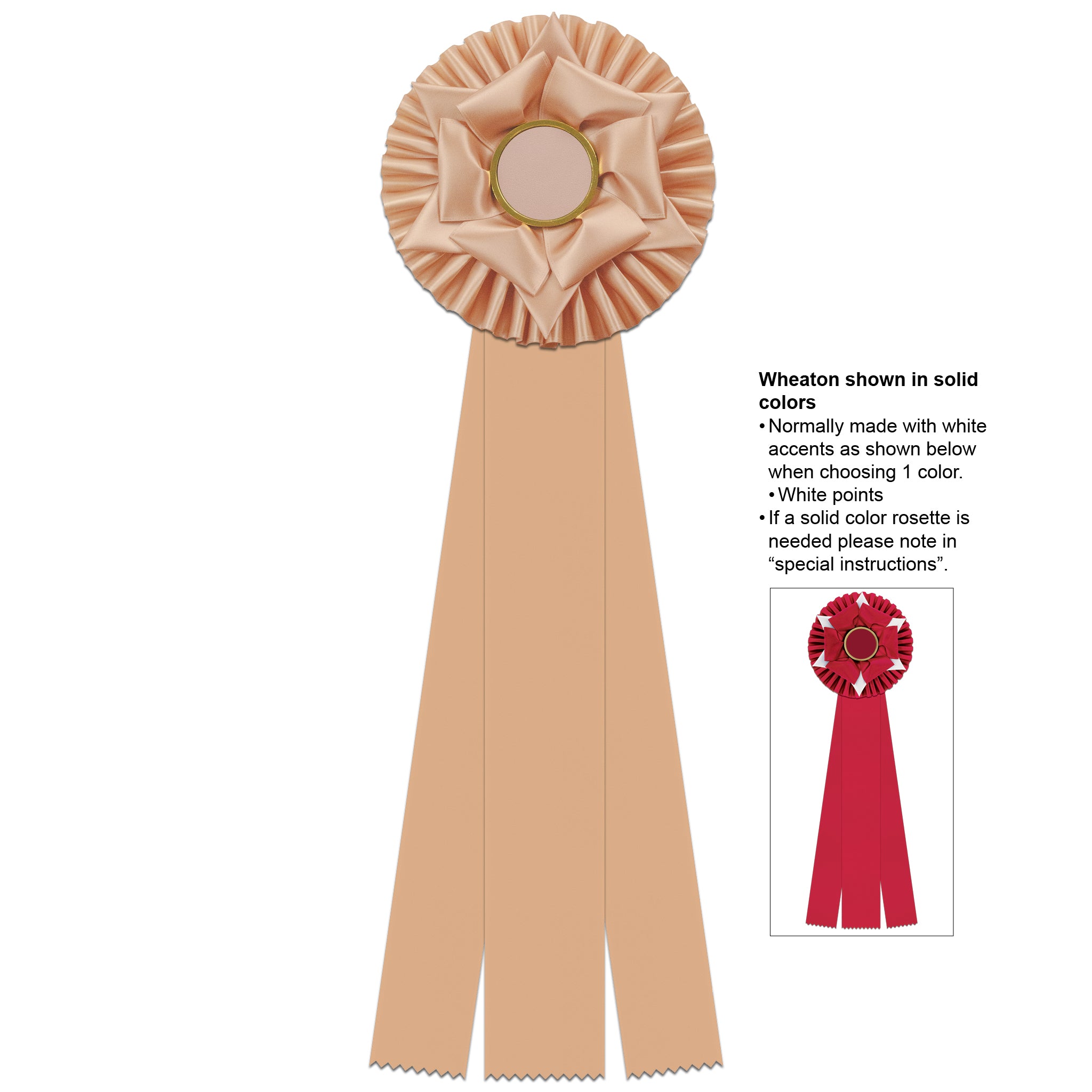 Wheaton 3 Rosette Award Ribbon With 3 Streamer Printing, 6-1/2