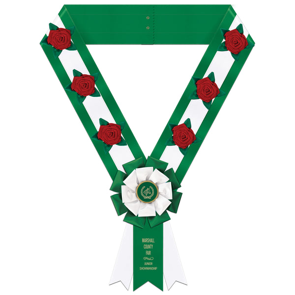 Custom Easton Award Sash With Roses, 6-1/2" Top