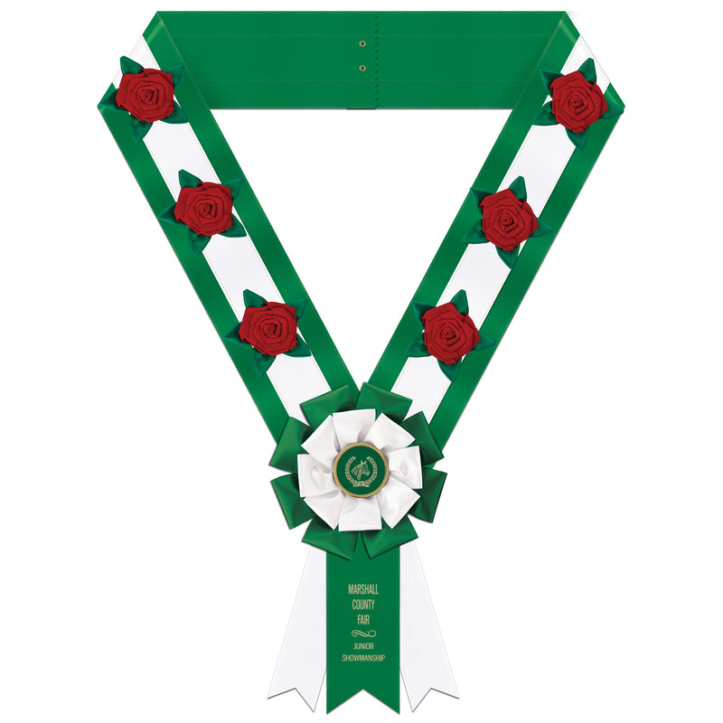 Custom Easton Award Sash With Roses, 6-1/2" Top