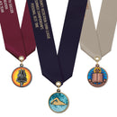 1-1/8" Custom CXC Color Fill Award Medal With Satin Neck Ribbon