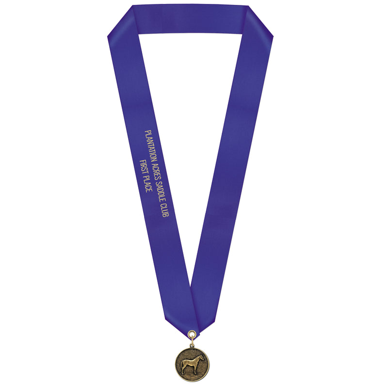 1-1/8" CX Award Medal With Custom Satin Neck Ribbon