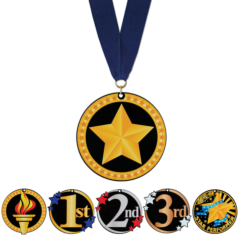 3-1/2" Stock Acrylic Laser Cut Medal With Any Grosgrain Neck Ribbon