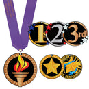 3-1/2" Stock Acrylic Medal With Custom Satin Neck Ribbon
