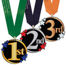 3-1/2" Stock Acrylic Medal With Custom Satin Neck Ribbon