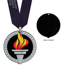 3-1/2" Stock Acrylic Medal With Custom Satin Neck Ribbon