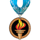 3-1/2" Stock Acrylic Medal With Millennium Neck Ribbon