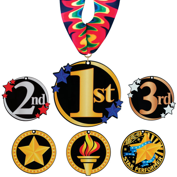 3-1/2" Stock Acrylic Laser Cut Medal With Millennium Neck Ribbon