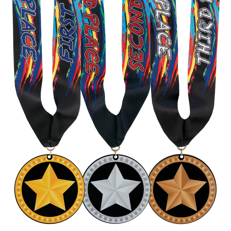 3-1/2" Stock Acrylic Laser Cut Medal With Millennium Neck Ribbon