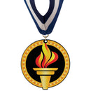 3-1/2" Stock Acrylic Medal With Custom Millennium Neck Ribbon
