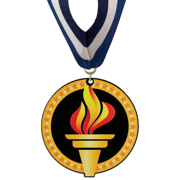 3-1/2" Stock Acrylic Laser Cut Medal With Custom Millennium Neck Ribbon