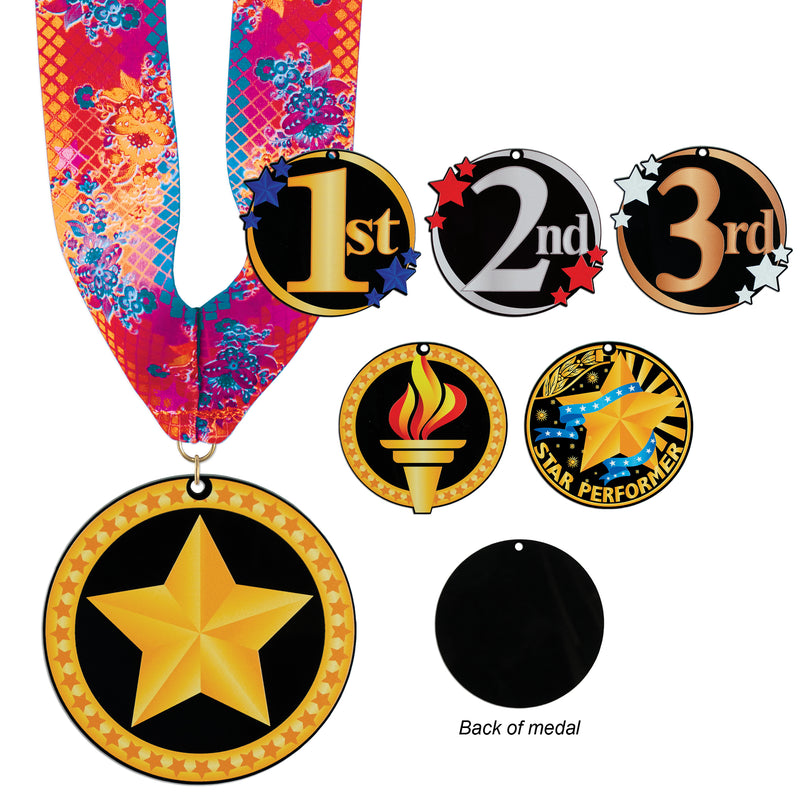 3-1/2" Stock Acrylic Laser Cut Medal With Custom Millennium Neck Ribbon