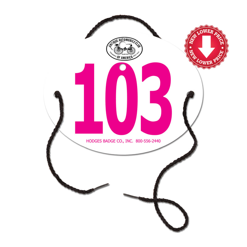 Custom Indurotec™ Full Color Dressage Oval Exhibitor Number With String