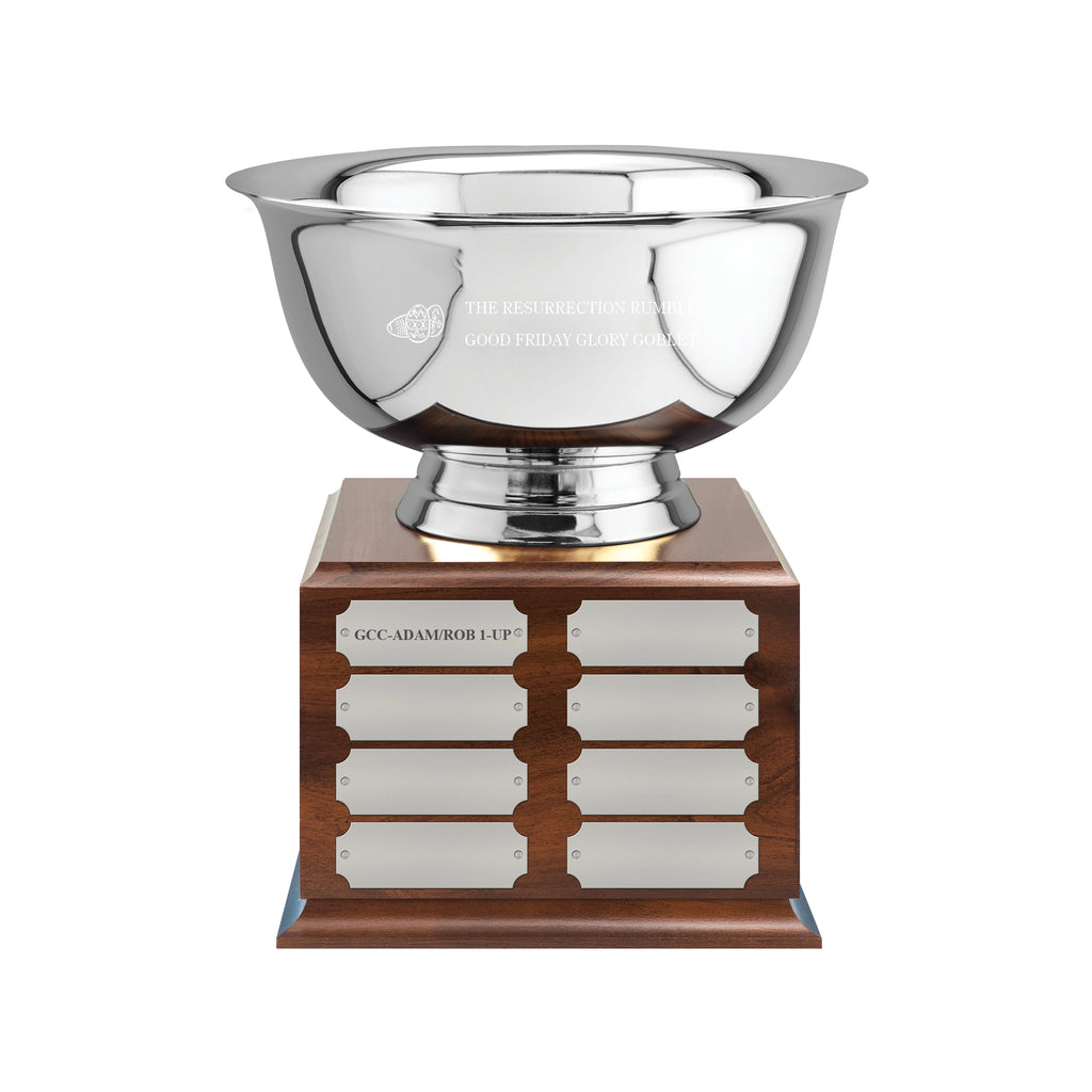 8" Revere Bowl Award Trophy With Perpetual Base