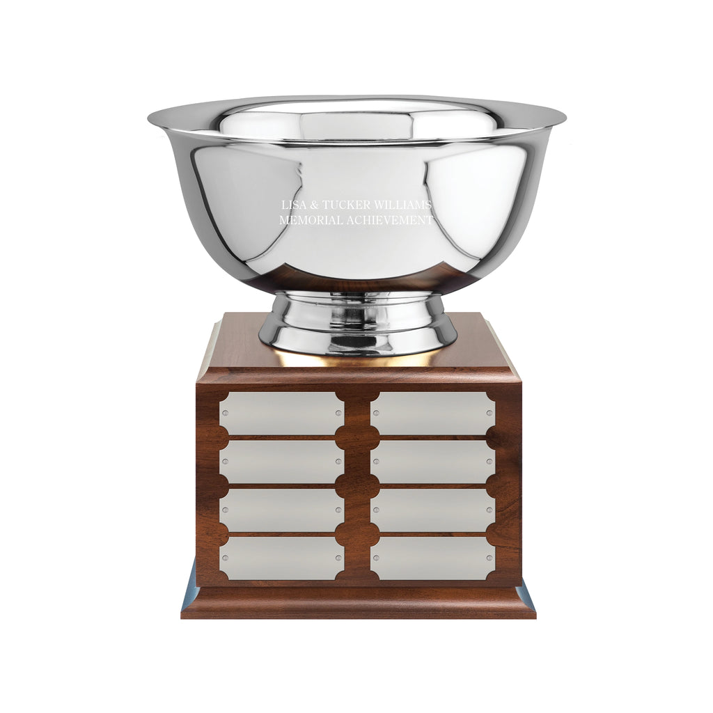 8" Revere Bowl Award Trophy With Perpetual Base