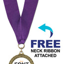 1-3/4" Custom LFL Award Medal With Grosgrain Neck Ribbon.