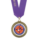 2-5/8" Custom GFL Award Medal With Satin Neck Ribbon