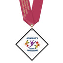 3-1/2" Standard Shape Custom Black Acrylic Medal With Satin Neck Ribbon.