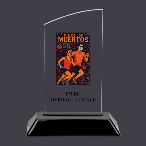 6-1/4" Custom Full Color Swatch Acrylic Award With Black Base