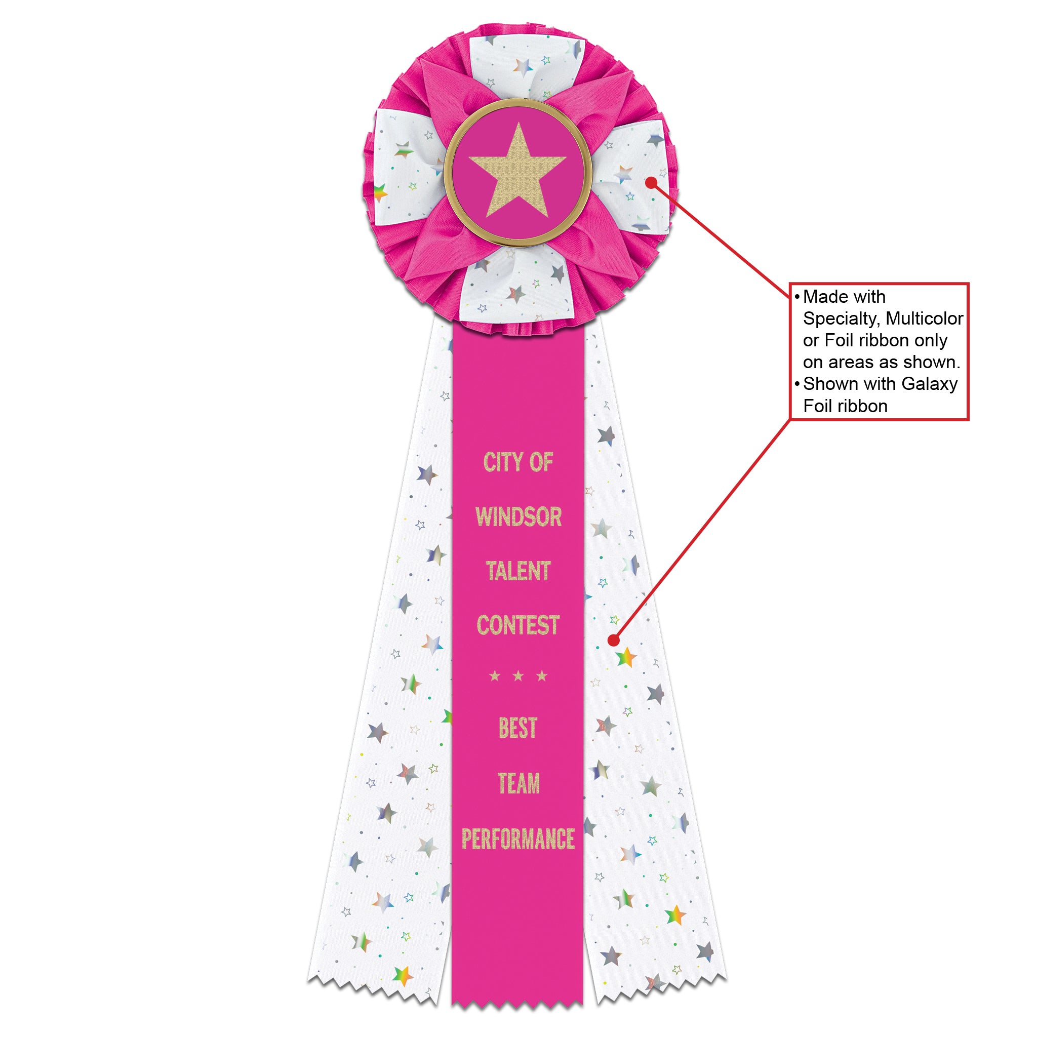 Deluxe Iverson 3 Rosette Award Ribbon, 4-1/2