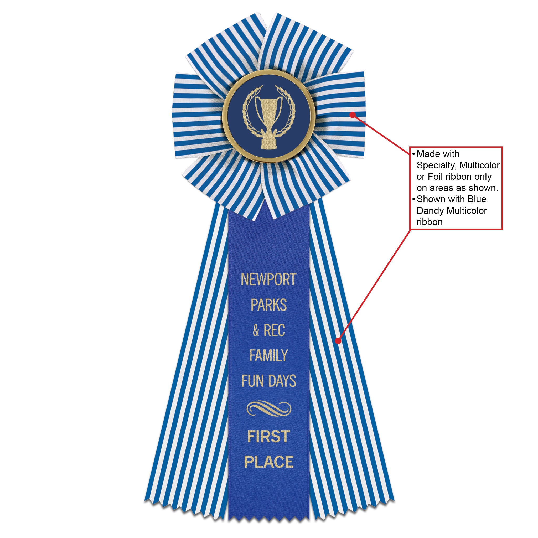 Deluxe Beauty 3 Rosette Award Ribbon 4-1/2