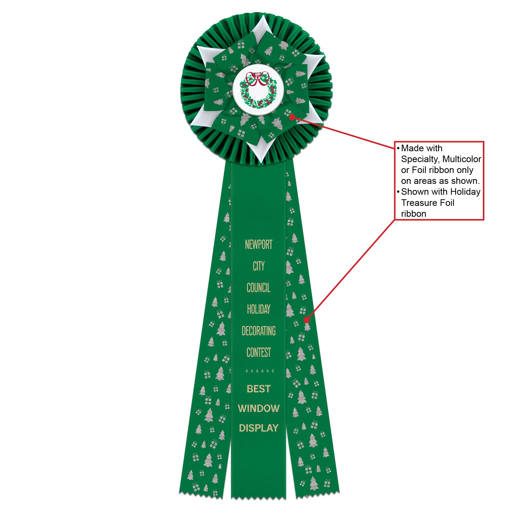 Deluxe Wheaton 3 Rosette Award Ribbon, 6-1/2