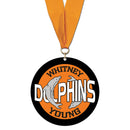 3-1/2" Standard Shape Custom Black Acrylic Medal With Any Grosgrain Neck Ribbon.