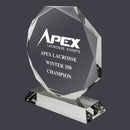 7" x 6-1/4" Custom Engraved Octagon Optical Crystal With Attached Base