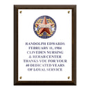 7" x 9" Custom Full Color Walnut Plaque With Acrylic Overlay.