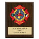 7" x 9" Custom Full Color Walnut Plaque With Engraved Plate.