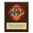 8" x 10" Custom Full Color Walnut Plaque With Engraved Plate.