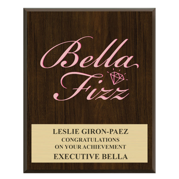 12" x 15" Custom Full Color Walnut Plaque With Engraved Plate