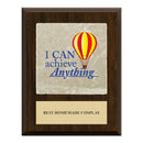 7" x 9" Custom Full Color Walnut Plaque With Tumbled Stone Tile & Engraved Plate.