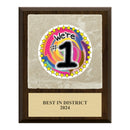 8" x 10" Custom Full Color Walnut Plaque With Tumbled Stone Tile & Engraved Plate.