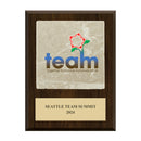 9" x 12" Custom Full Color Walnut Plaque With Tumbled Stone Tile & Engraved Plate.