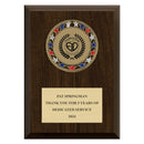5" x 7" Custom RSG Award Medal Plaque - Walnut Finish.