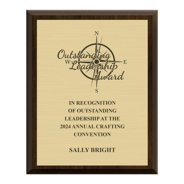 8" x 10"  Award Plaque - Walnut With Engraved Plate