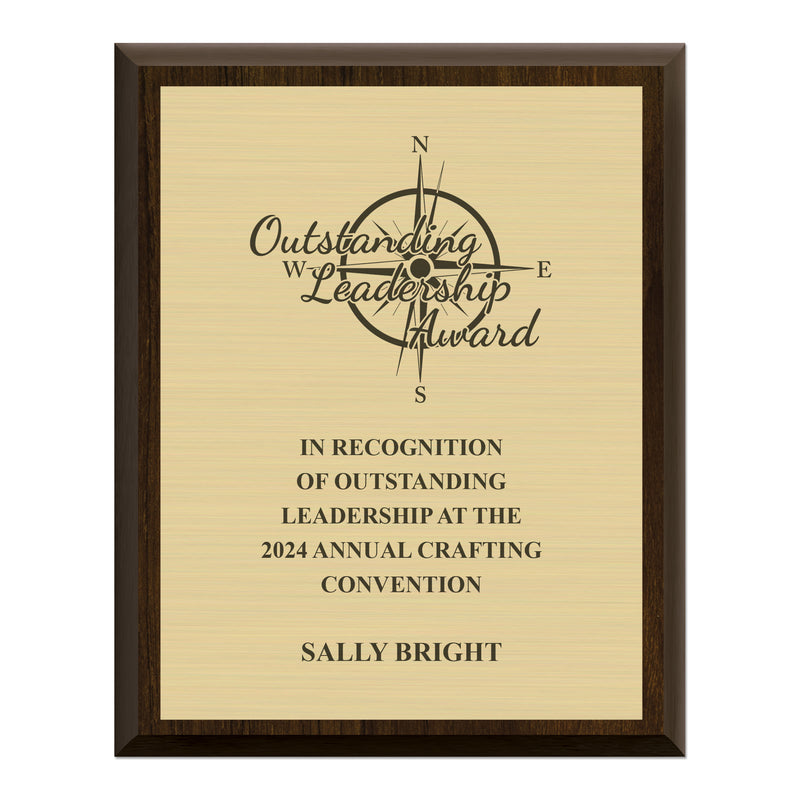 8" x 10"  Award Plaque - Walnut With Engraved Plate