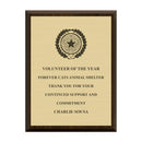 9" x 12" Walnut Plaque With Engraved Plate.