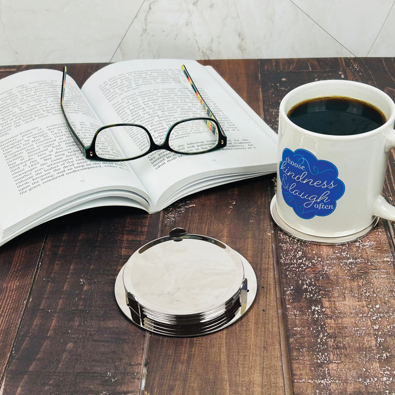 3-5/8" Custom Silver Coasters With Logo